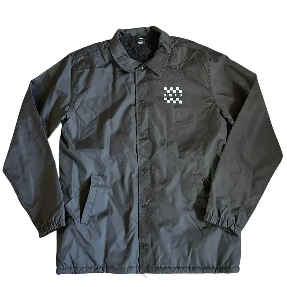 NWOT Men’s Neff Coach Jacket Black Lined Windbreaker Size XL